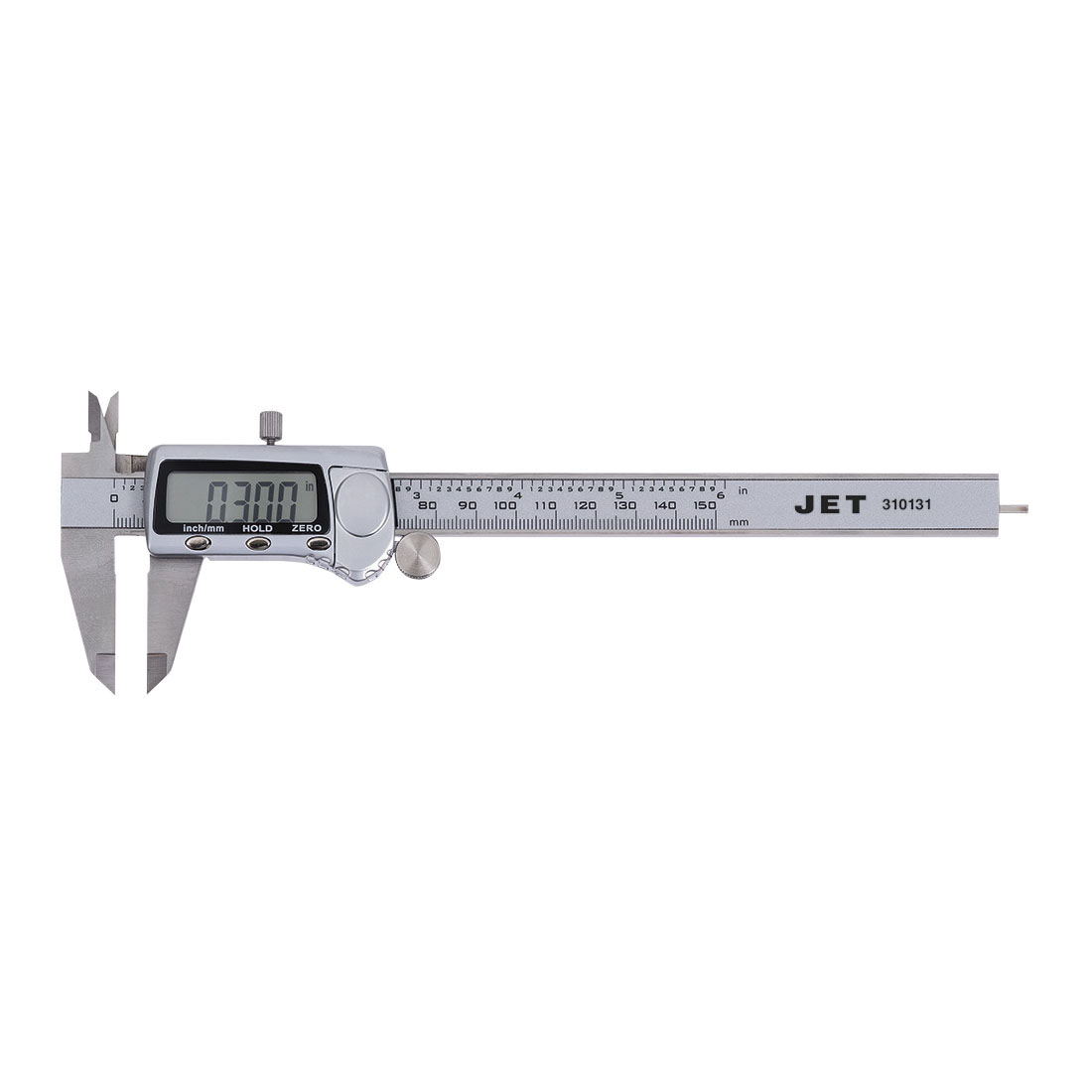 JET 310131 Electronic LCD Digital Caliper With High Impact Plastic Case, 0 to 6 in, 0 to 150 mm Measuring, Graduations 0.0005 in, 0.01 mm, Stainless Steel