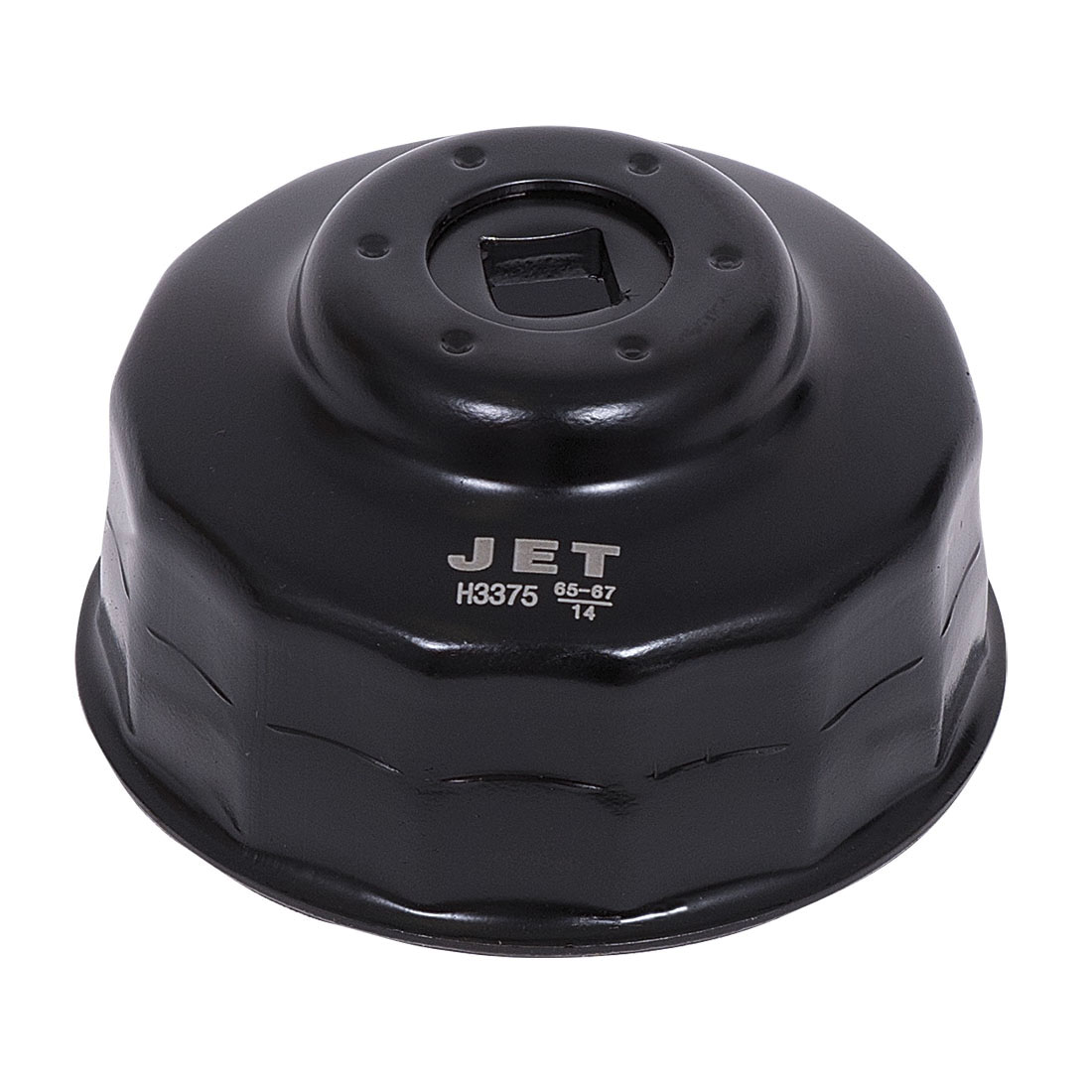 JET H3375 Cup Style Oil Filter Wrench, 2.56/2.63 in Capacity, For Use With 3/8 in Square Drive Ratchet, Black Oxide Steel