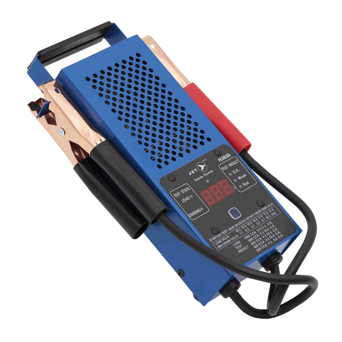 JET H3650 Digital Battery Load Tester/Charging System Analyzer, 100 A Capacity, 12 VDC