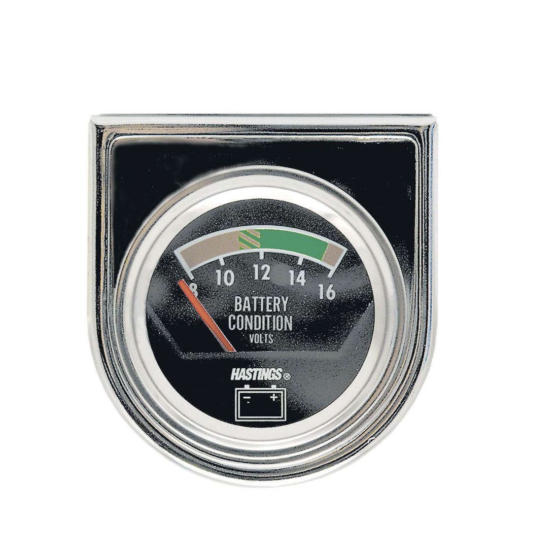 JET HTA1109 Chrome Professional Duty Dashboard Voltage Gauge Kit, 16 VDC Max Measurable