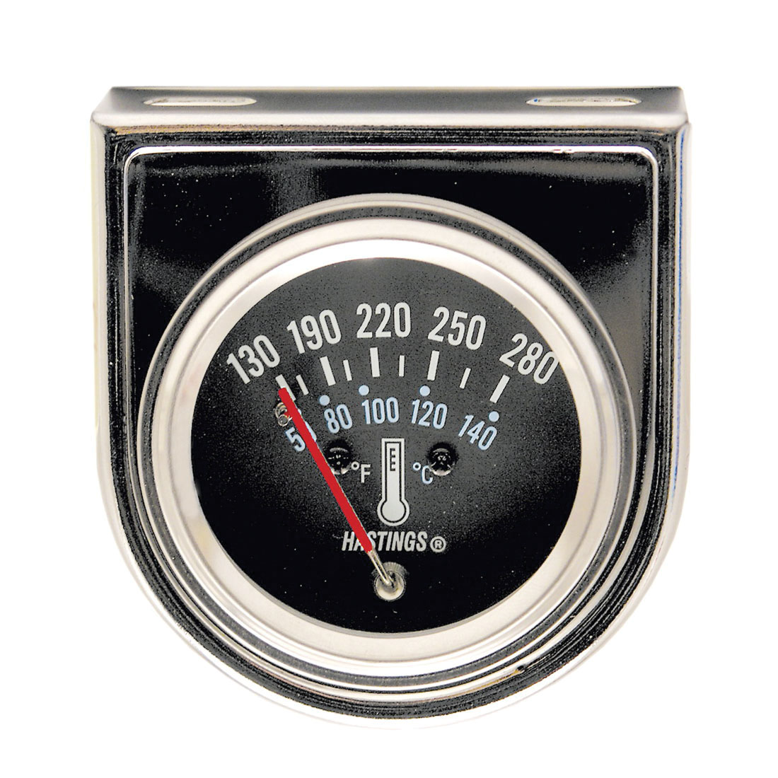 JET HTA1156 Chrome Mechanical Water Temperature Gauge Kit, 130 to 280 deg F, 1/2 in NPT, 3/8 in NPT Connection, 2-1/16 in Dia Dial