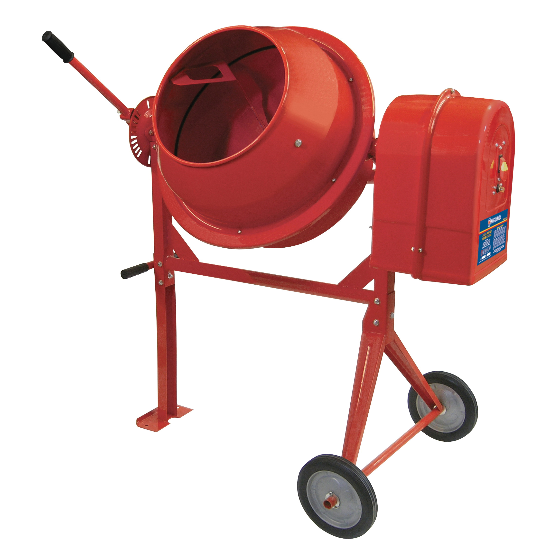 King Canada KC-15CM-2 Portable Cement Mixer, 3.5 cu-ft Drum Capacity, 15 in Drum Opening, Steel Drum, 1/3 hp