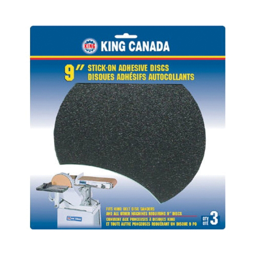 King Canada SD-9-K-80 3-Piece Sanding Disc Kit, For Use With KC-706L Belt Disc Sander, 80 Grit, 9 in