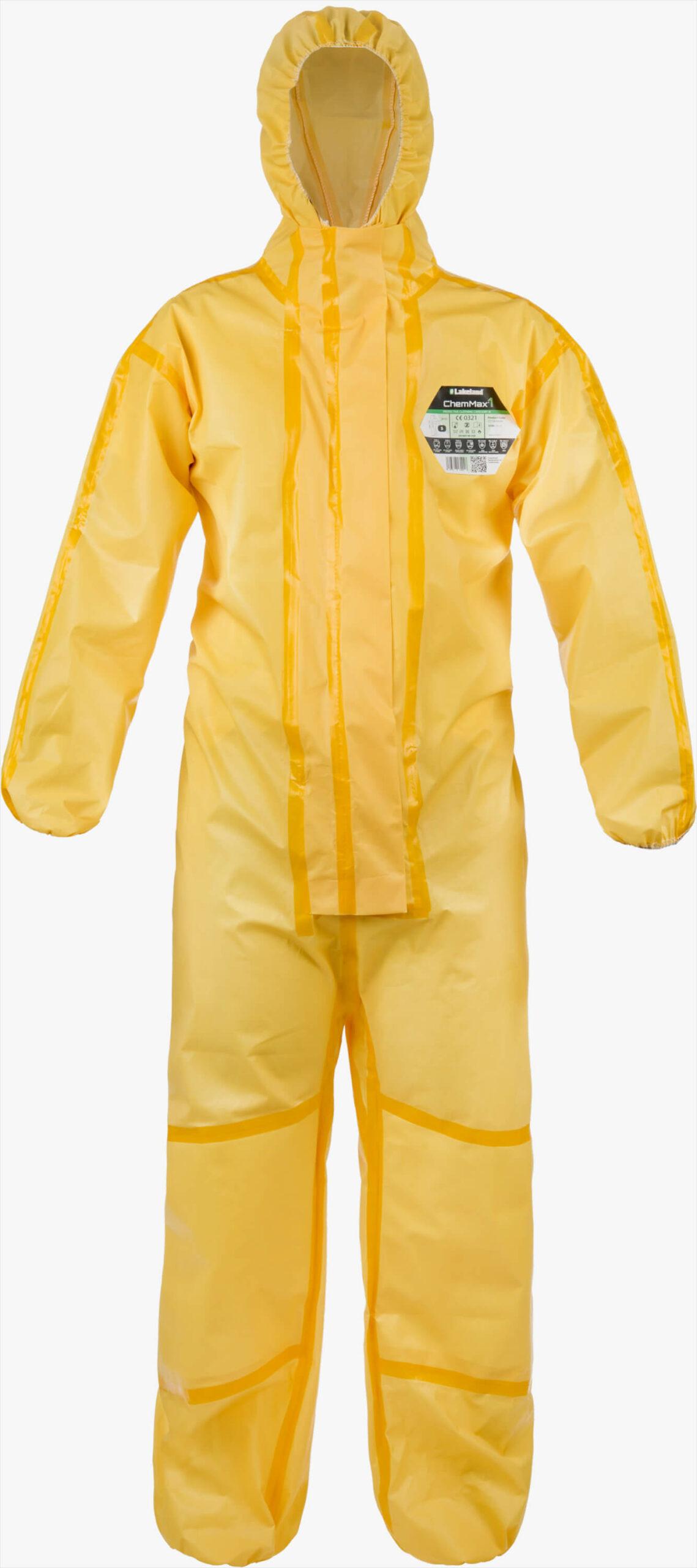 ChemMax CT1S428-LG CT1S428 Coverall with Hood, L, Double Zipper/Snap Closure Storm Flap Closure