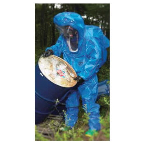 Lakeland® 80640-L Interceptor® 80640 Vapor Tight Encapsulated Suit, A Level, L, Blue, Front Entry, Silver Shield® Inner/Butyl Outer Glove, ASTM D3776, ASTM D5034, ASTM D5034, ASTM D5733, ASTM D5733, ASTM D3787, CE Type 1:EN943:2005