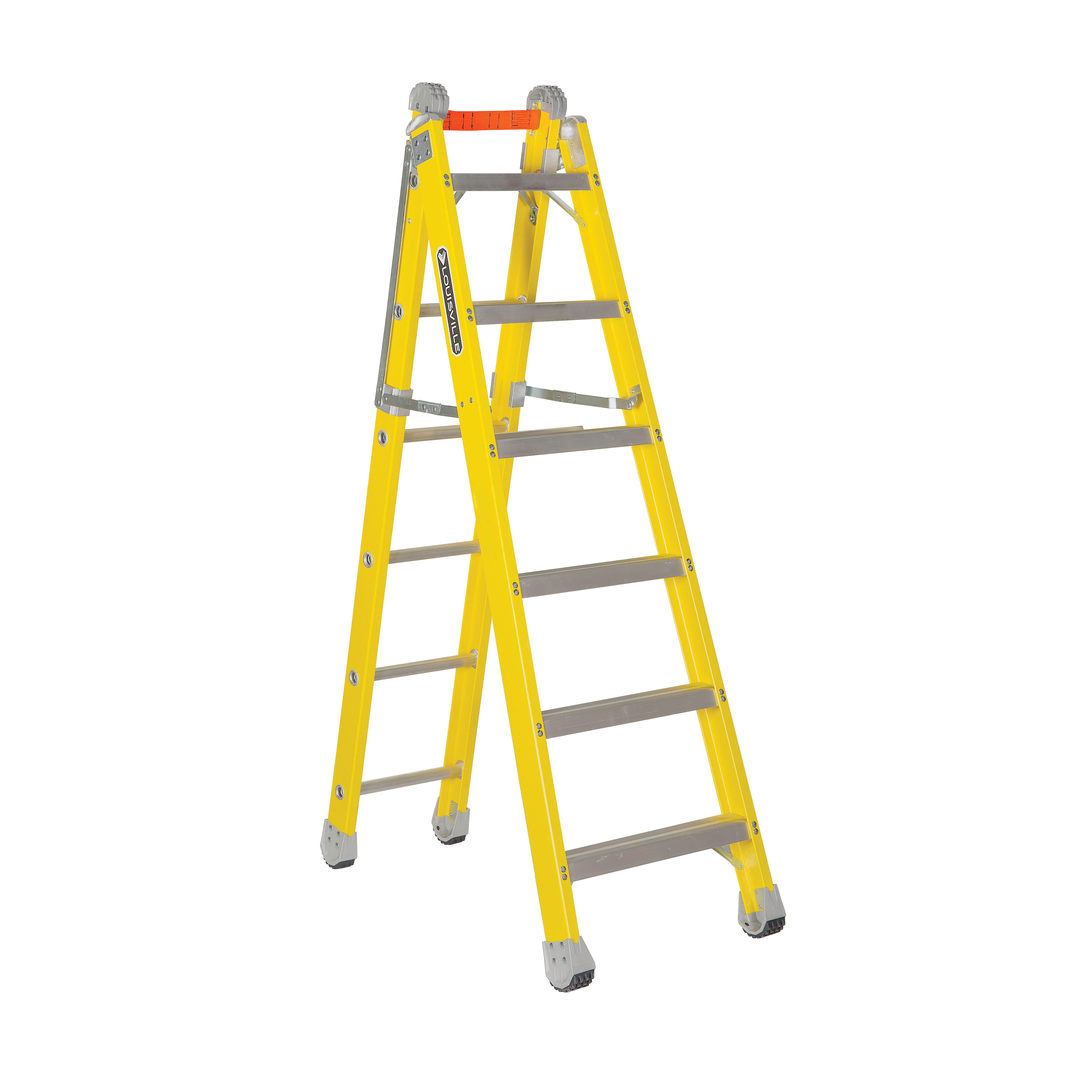 Louisville® FXC1206 Step to Straight Non-Conductive Multi-Purpose Ladder, 6 ft H Ladder, ANSI Code: Type IAA, Fiberglass, 375 lb Load