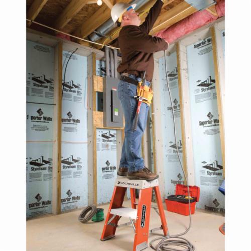 Louisville® FY8003 FY8000 Type IA Industrial Heavy Duty Step Stool, 3 ft H, 300 lb Load, 3 Steps, Fiberglass