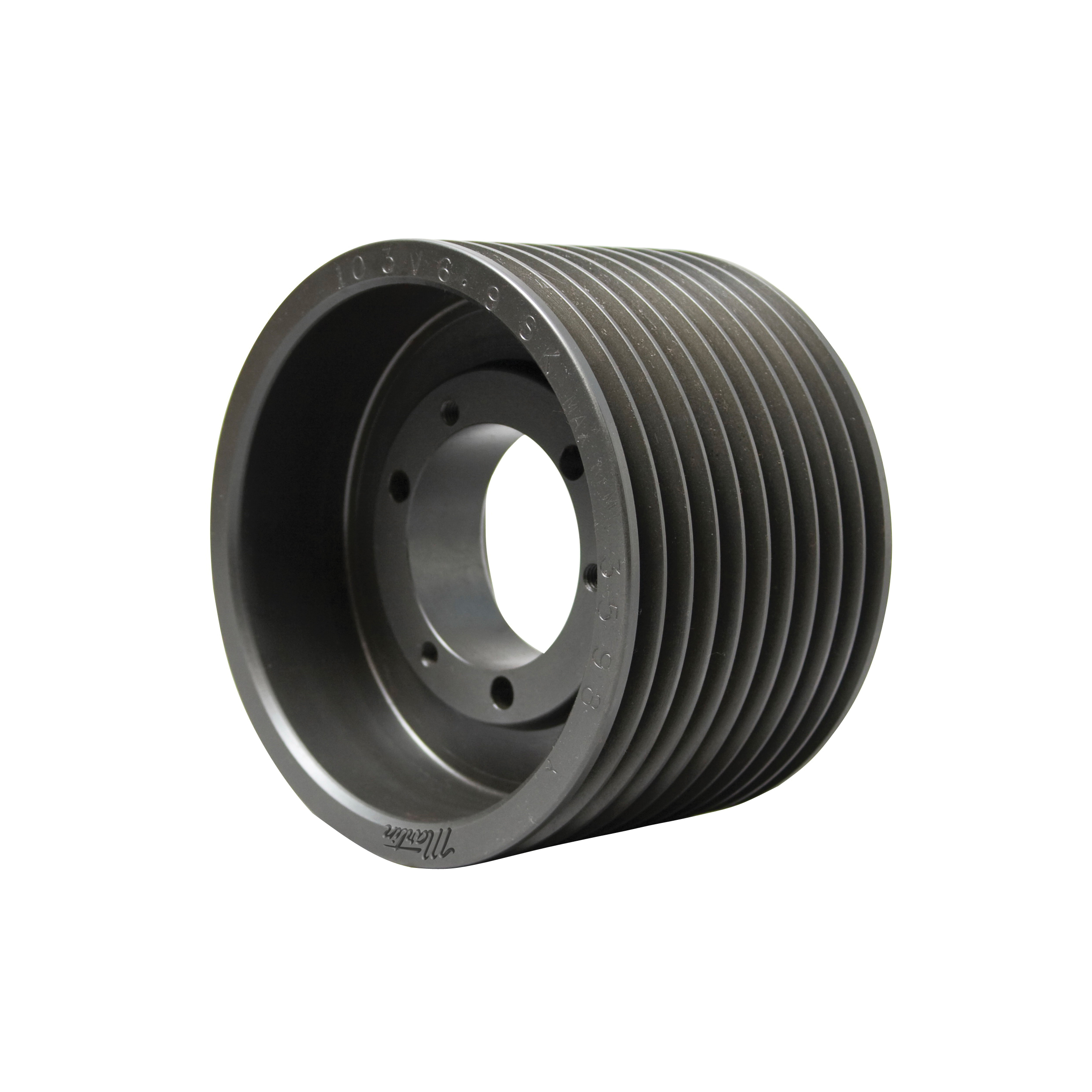 Martin Hi-Cap® 10 3V 650 SK Type A-2 Web Wedge Stock Sheave, 1 to 2-1/8 in QD® Bushed Bore, 6-1/2 in OD, 10 Grooves, 6.45 in Dia Pitch, 4-11/32 in W Face