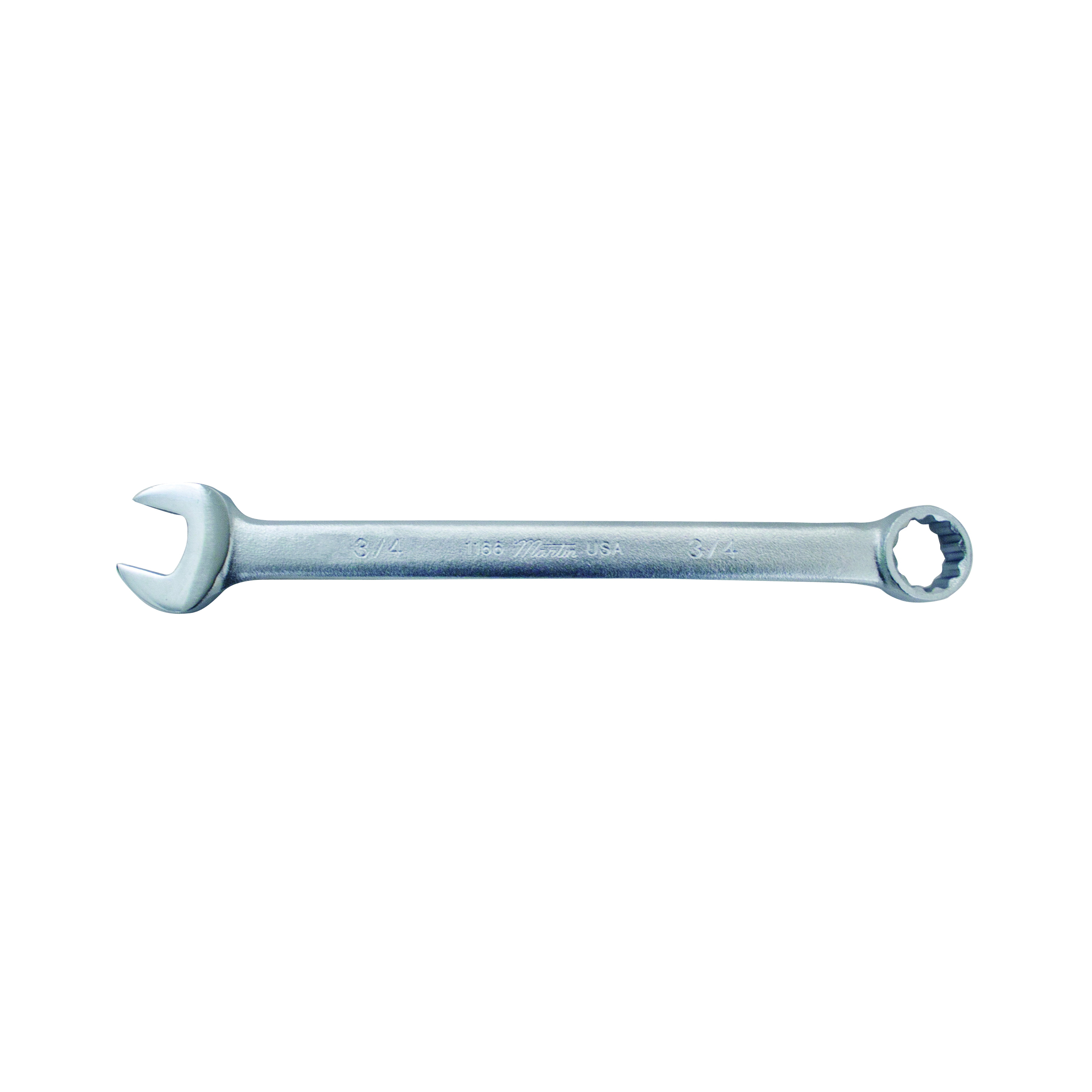 Martin 1172A Long Pattern Combination Wrench, 1-3/16 in Wrench, 12 Points, 15 deg Offset, 17-3/16 in OAL, Steel, Polished Chrome