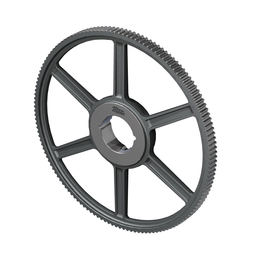 Martin MPC® 14MX112S20-3525 Spoked Type C-3 Arm High Torque Belt Drive Sprocket, 1.188 to 3.5 in TB Bushed Bore, 19.54 in OD, 112 Grooves, 19.65 in Dia Pitch, 1.36 in W Face