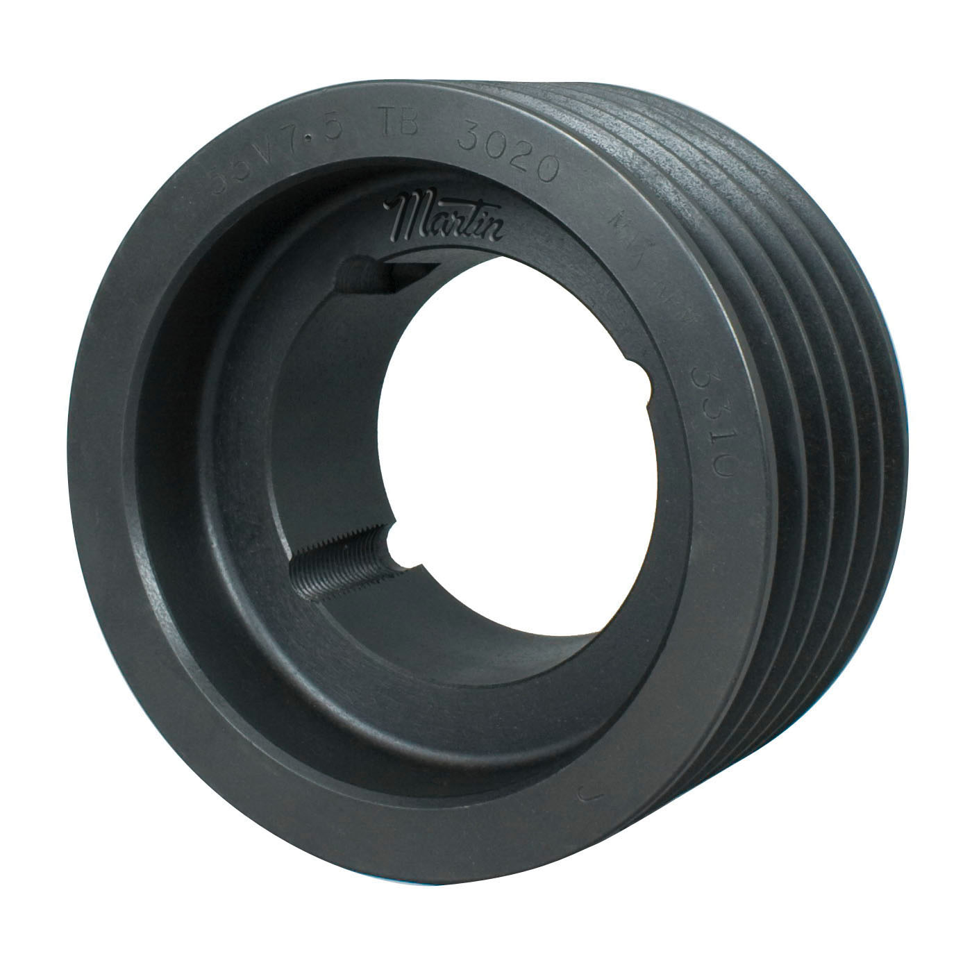 Martin Hi-Cap® 5 5V 710 TB Type A Solid Wedge Sheave, 15/16 to 2-3/4 in Bushed Bore, 7.1 in OD, 5 Grooves, 7 in Dia Pitch, 3-3/4 in W Face