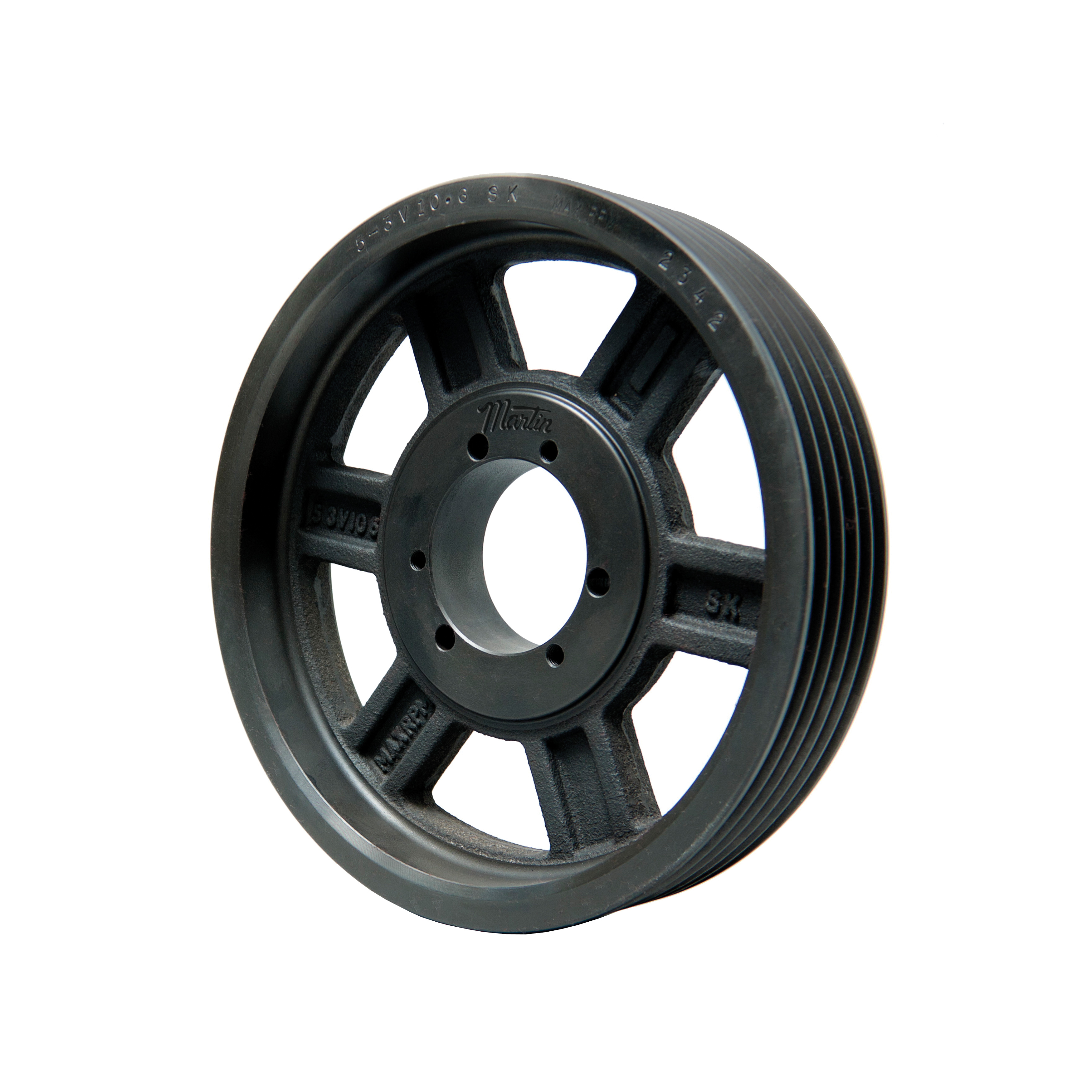 Martin Hi-Cap® 5 3V 1900 SF Arm/Spoke Type A-3 Wedge Stock Sheave, 1-1/16 to 2-5/16 in QD® Bushed Bore, 19 in OD, 5 Grooves, 18.95 in Dia Pitch, 2-5/16 in W Face