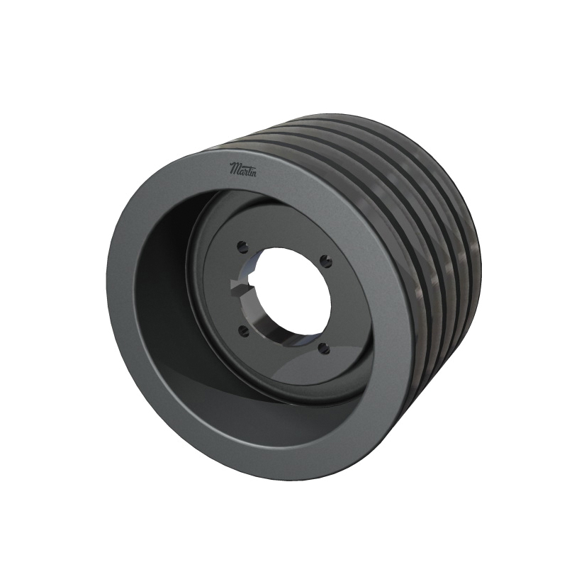 Martin Hi-Cap® 5 3V 650 Q Type J Web Wedge Sheave, 0.75 to 2.688 in Bushed Bore, 6-1/2 in OD, 5 Grooves, 6.45 in Dia Pitch, 2.312 in W Face