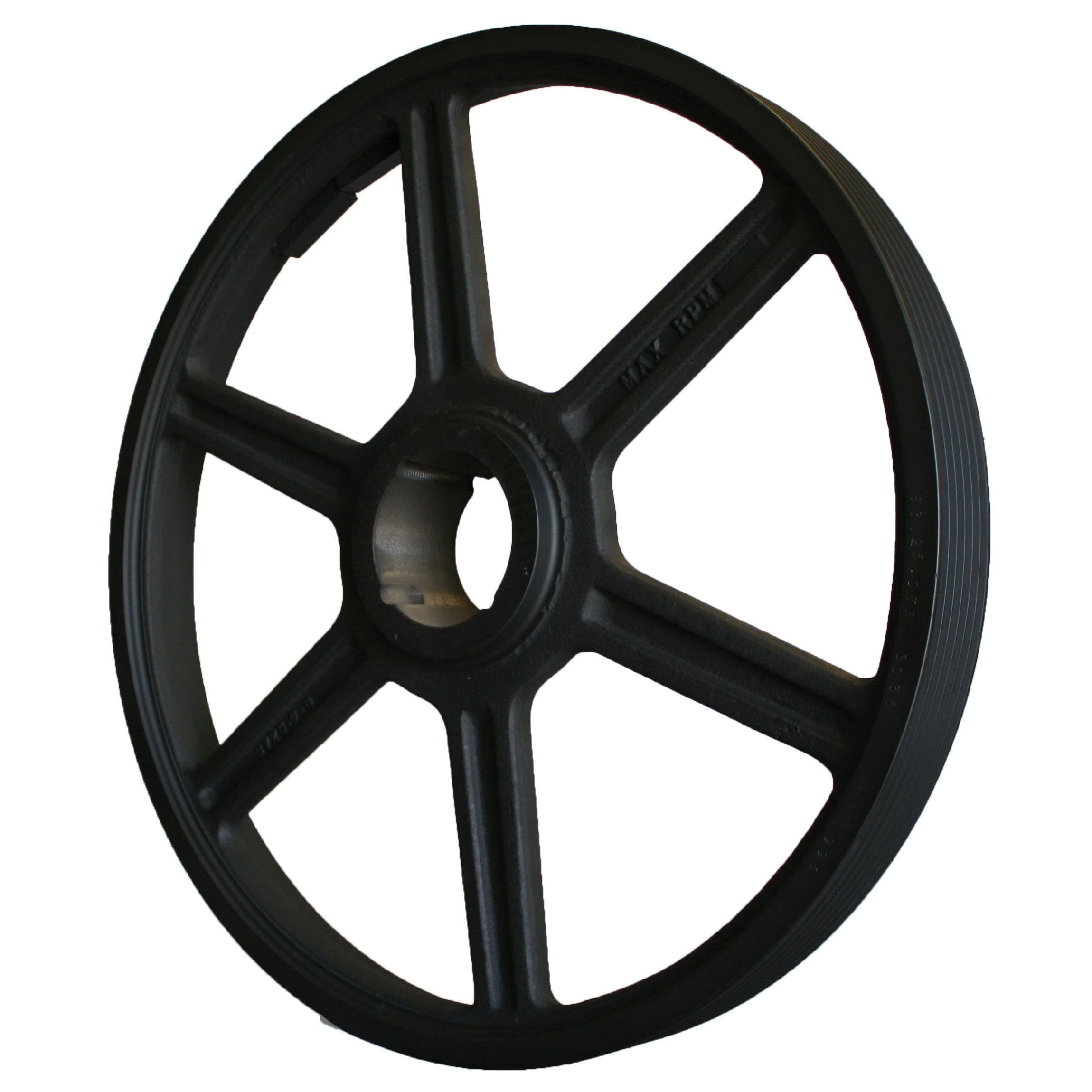 Martin Hi-Cap® 6 3V 3350 E Type B Arm/Spoke Wedge Sheave, 1 to 2-7/8 in Bushed Bore, 33-1/2 in OD, 6 Grooves, 33.45 in Dia Pitch, 2-23/32 in W Face