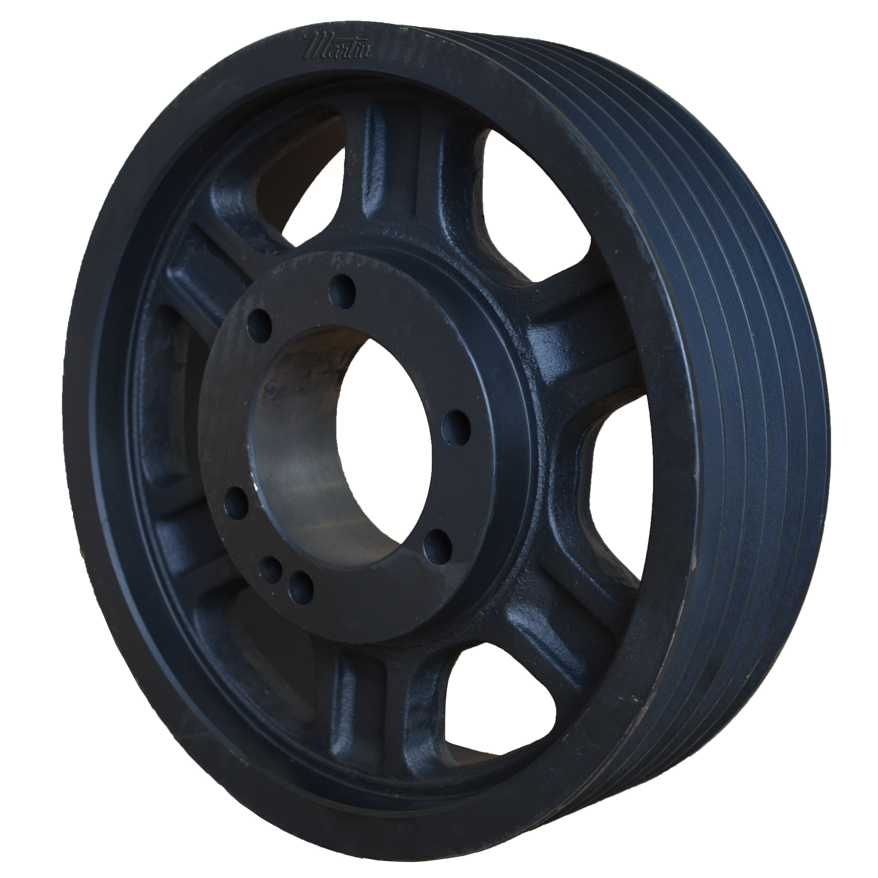 Martin Hi-Cap® 6 5V 1500 F Type B Arm/Spoke Wedge Sheave, 1 to 3-5/16 in Bushed Bore, 15 in OD, 6 Grooves, 14.9 in Dia Pitch, 4-7/16 in W Face