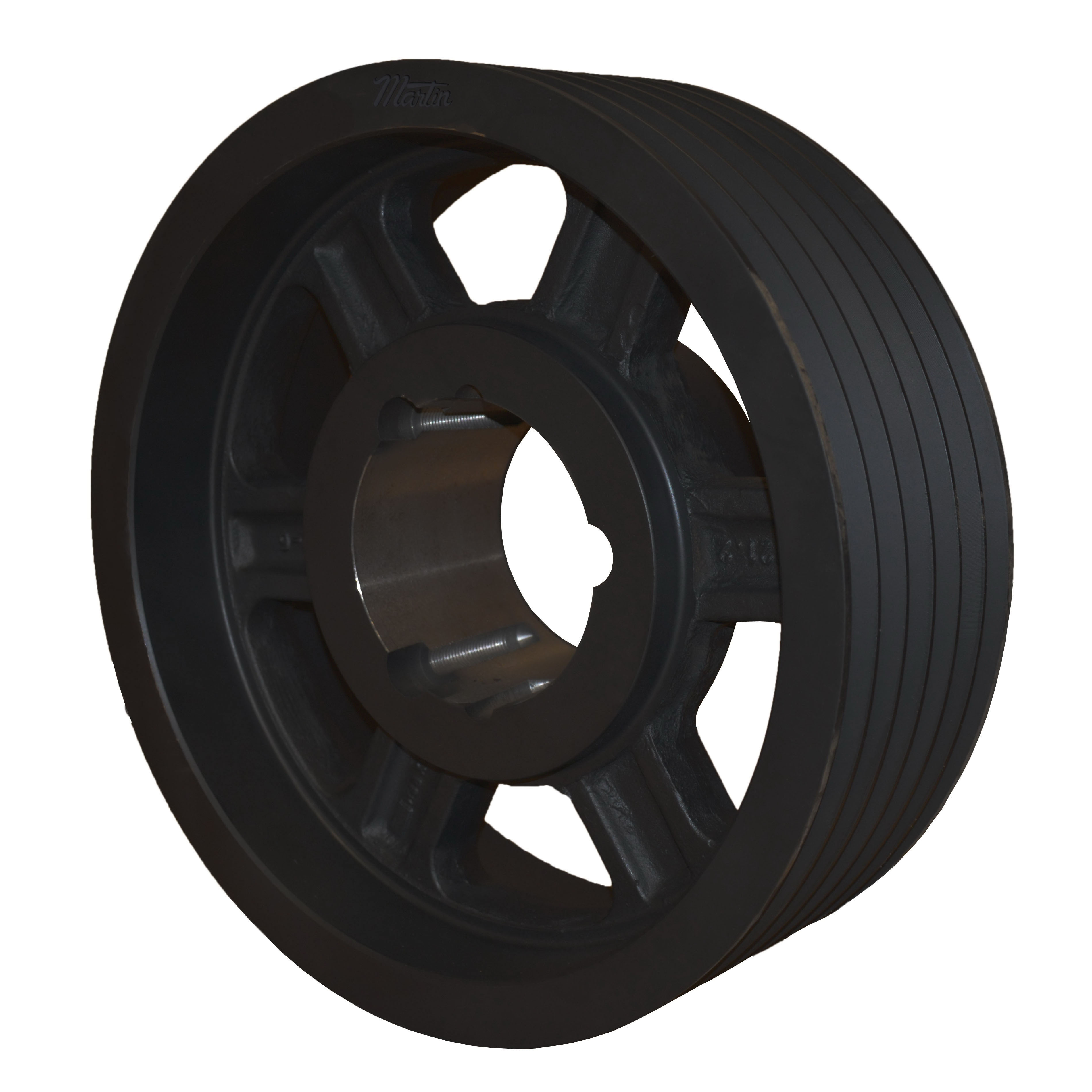 Martin Hi-Cap® 6 8V 3000 TB Type A Arm/Spoke Wedge Sheave, 2-1/2 to 4-1/2 in Bushed Bore, 30 in OD, 6 Grooves, 29.8 in Dia Pitch, 7-1/8 in W Face