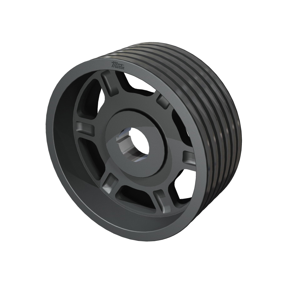 Martin 6 B 136 R Type K Arm/Spoke Conventional Sheave, 1-1/8 to 3-3/4 in Bushed Bore, 13.95 in OD, 6 Grooves, 13.6 in Dia Pitch, 4-3/4 in W Face