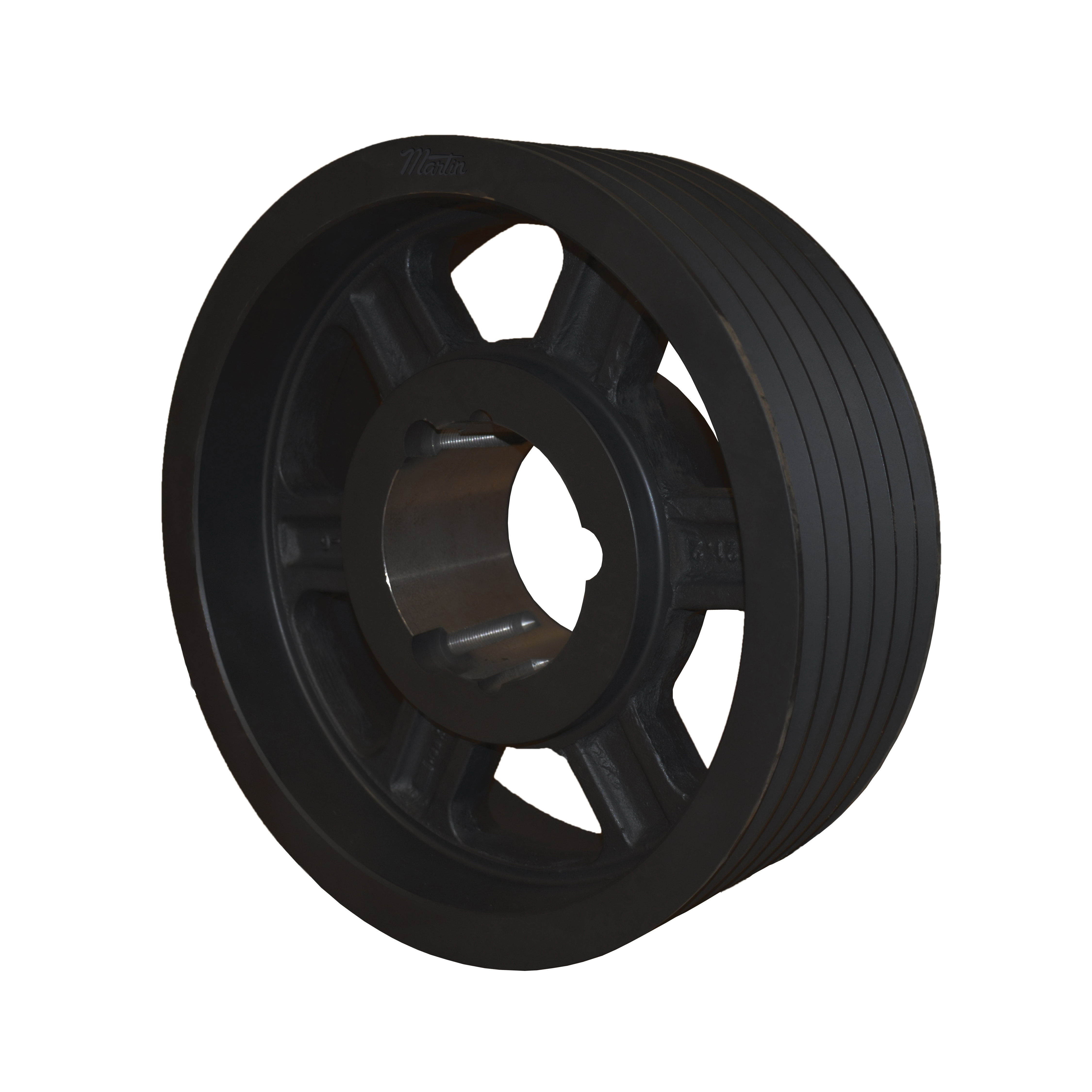 Martin Hi-Cap® 6 8V 5300 TB Arm/Spoke Type A-3 Wedge Stock Sheave, 2-1/2 to 4-1/2 in TB Bushed Bore, 53 in OD, 6 Grooves, 52.8 in Dia Pitch, 6-1/8 in W Face