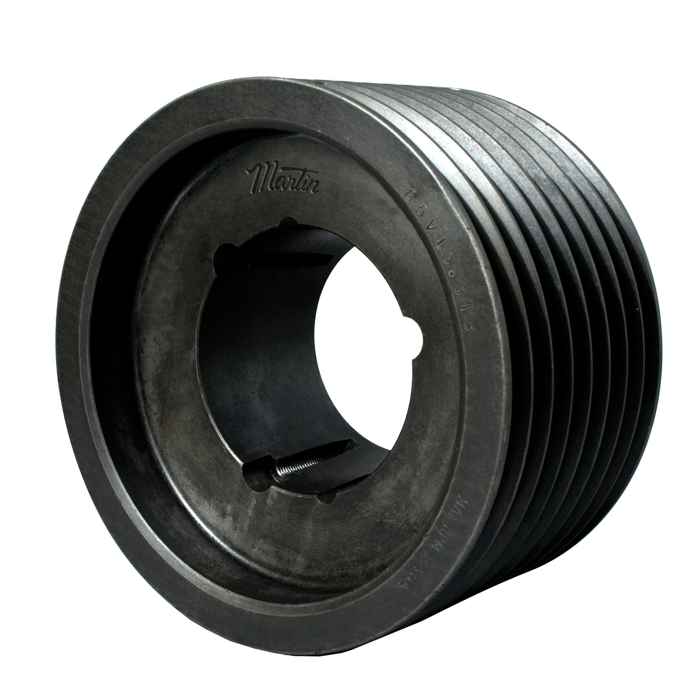 Martin Hi-Cap® 8 5V 1030 TB Type A Solid Wedge Sheave, 1-1/2 to 3-1/4 in Bushed Bore, 10.3 in OD, 8 Grooves, 10.2 in Dia Pitch, 5-13/16 in W Face