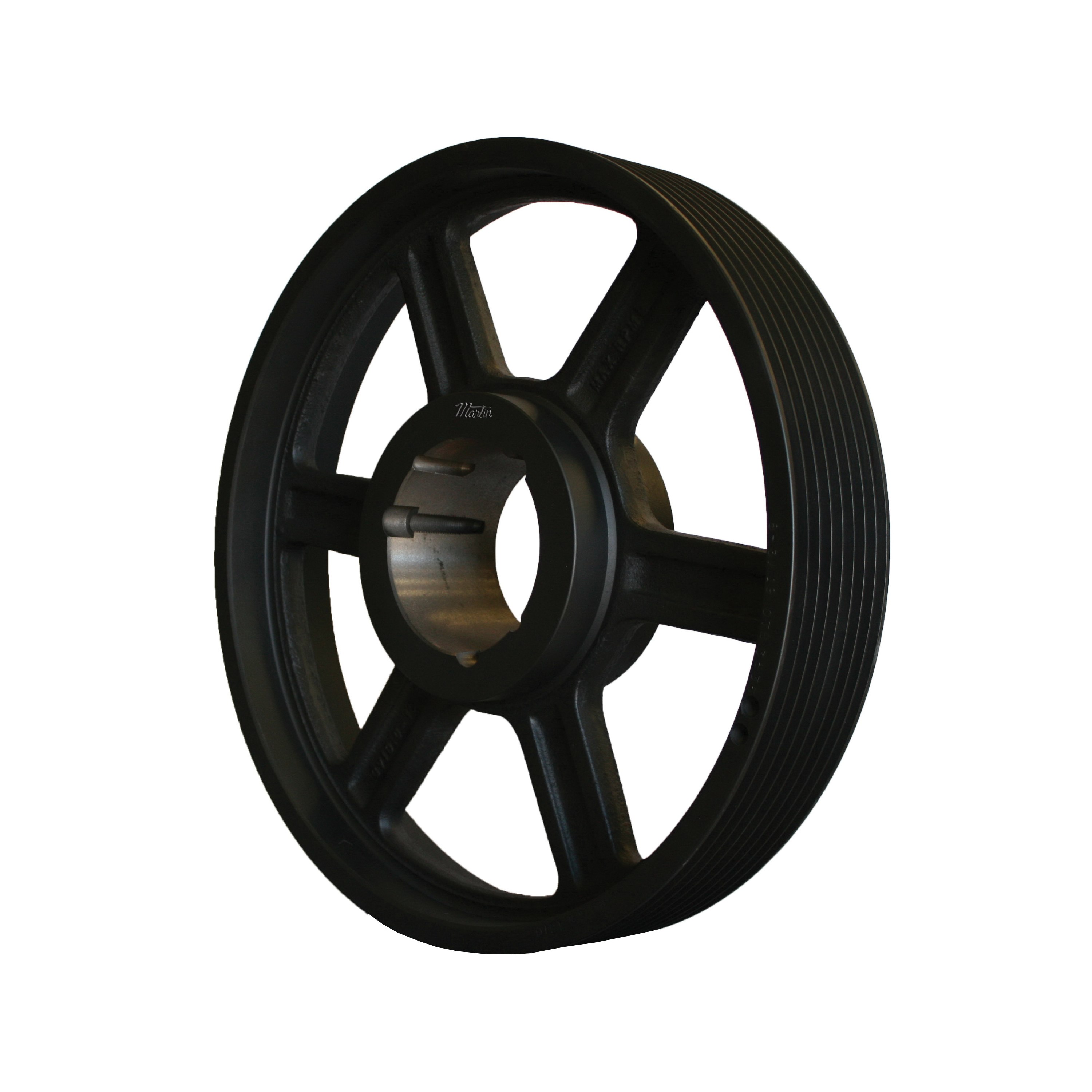 Martin Hi-Cap® 8 3V 1400 TB Arm/Spoke Type A-3 Wedge Stock Sheave, 1 to 2-3/4 in TB Bushed Bore, 14 in OD, 8 Grooves, 13.95 in Dia Pitch, 3-17/32 in W Face