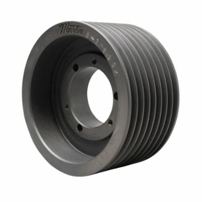 Martin Hi-Cap® 8 3V 650 SK Solid Type A-2 Wedge Stock Sheave, 1/2 to 2-5/8 in QD® Bushed Bore, 6-1/2 in OD, 8 Grooves, 6.45 in Dia Pitch, 3.531 in W Face