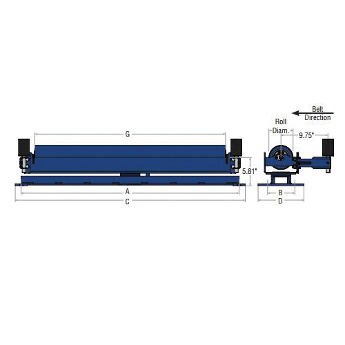 Martin C5-FSA-18-09 Medium Duty Flat Carrier Self-Aligning Idler, C CEMA Rating, 5 in Dia Roll, 18 in W Belt, Steel
