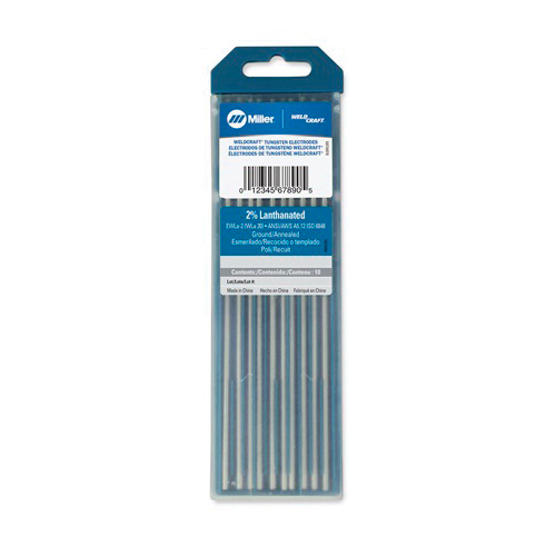 Miller® WL2116X7 Tungsten Electrode, 1/16 in Dia x 7 in L, Plastic Container