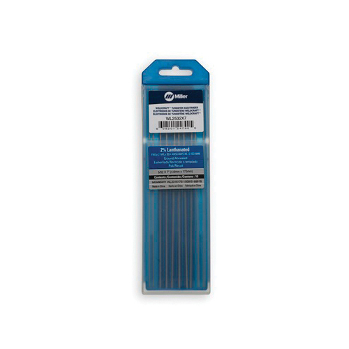 Miller® WL2532X7 Tungsten Electrode, 5/32 in Dia x 7 in L, Plastic Container