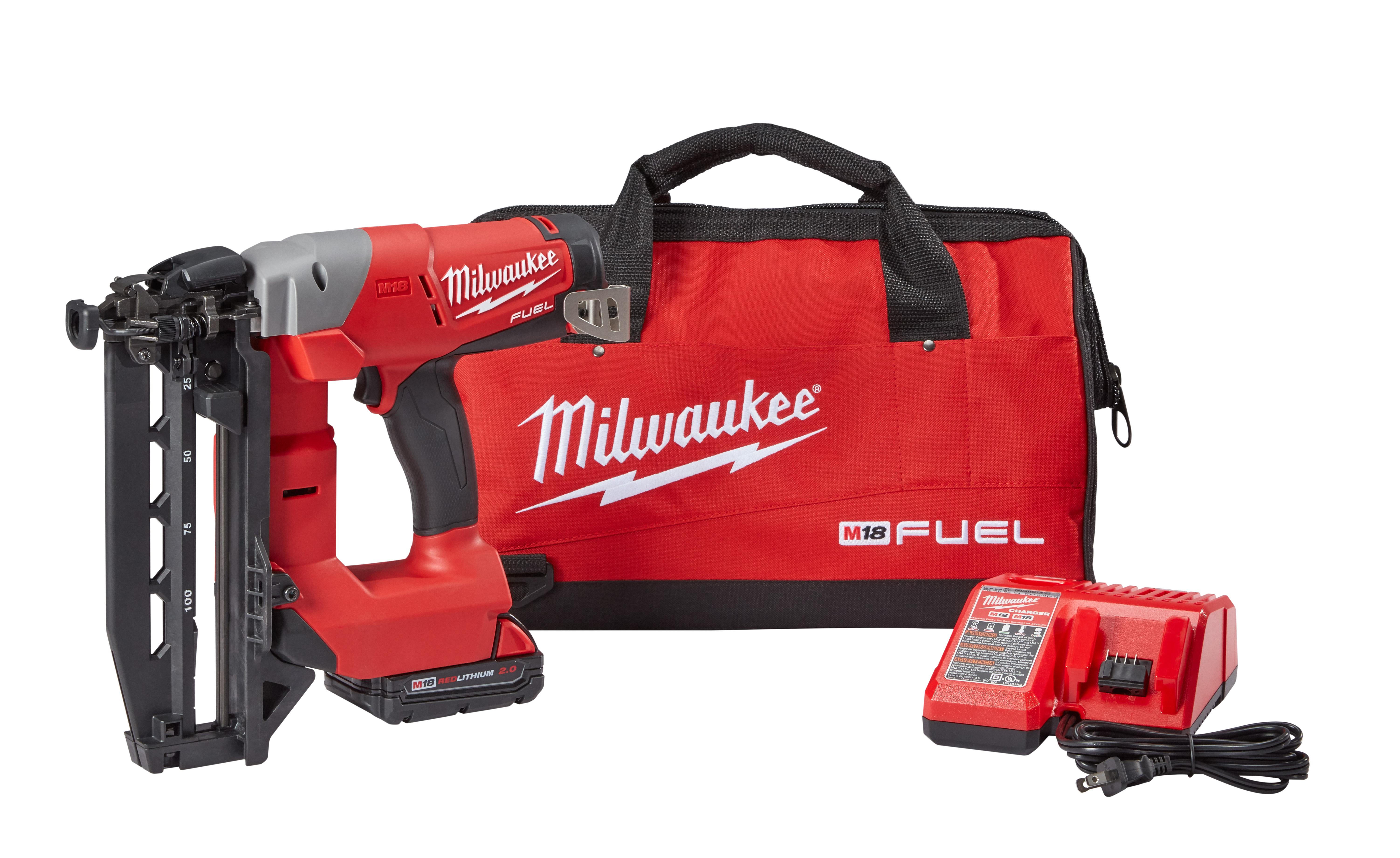 Milwaukee® M18™ FUEL™ 2741-21CT 16 ga Straight Finish Cordless Nailer Kit, 3/4 to 2-1/2 in Fastener, 110 Nails Magazine, 11-29/32 in OAL, Battery