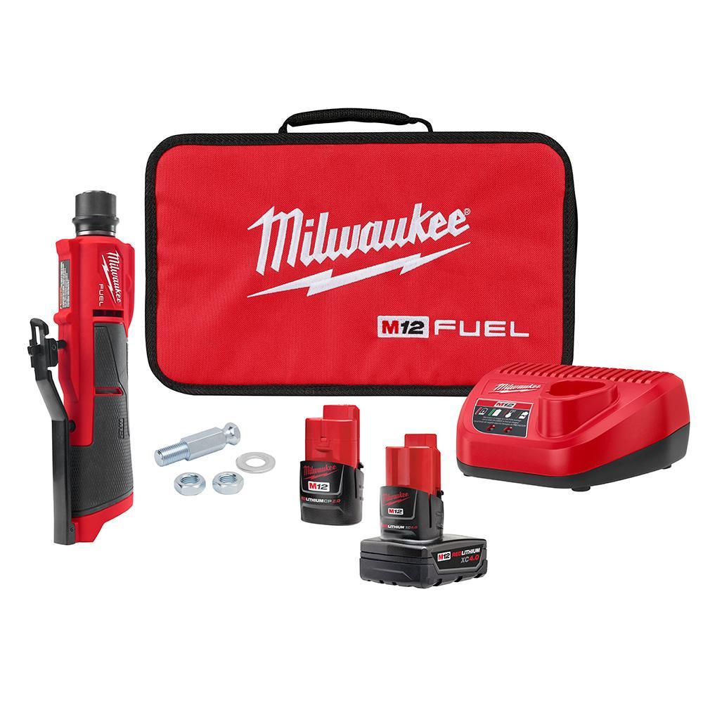 Milwaukee® 2409-22 M12 FUEL™ Cordless Low Speed Tire Buffer Kit, 10.1 in L x 2 in W x 2.4 in H, Reinforced Nylon, Black/Red