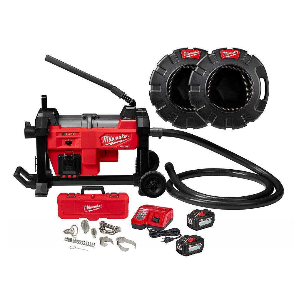 Milwaukee® M18 FUEL™ 2871A-22 Sewer Sectional Machine, 1-1/4 in Drain Line, 200 ft Max Run, ABS/Steel Housing