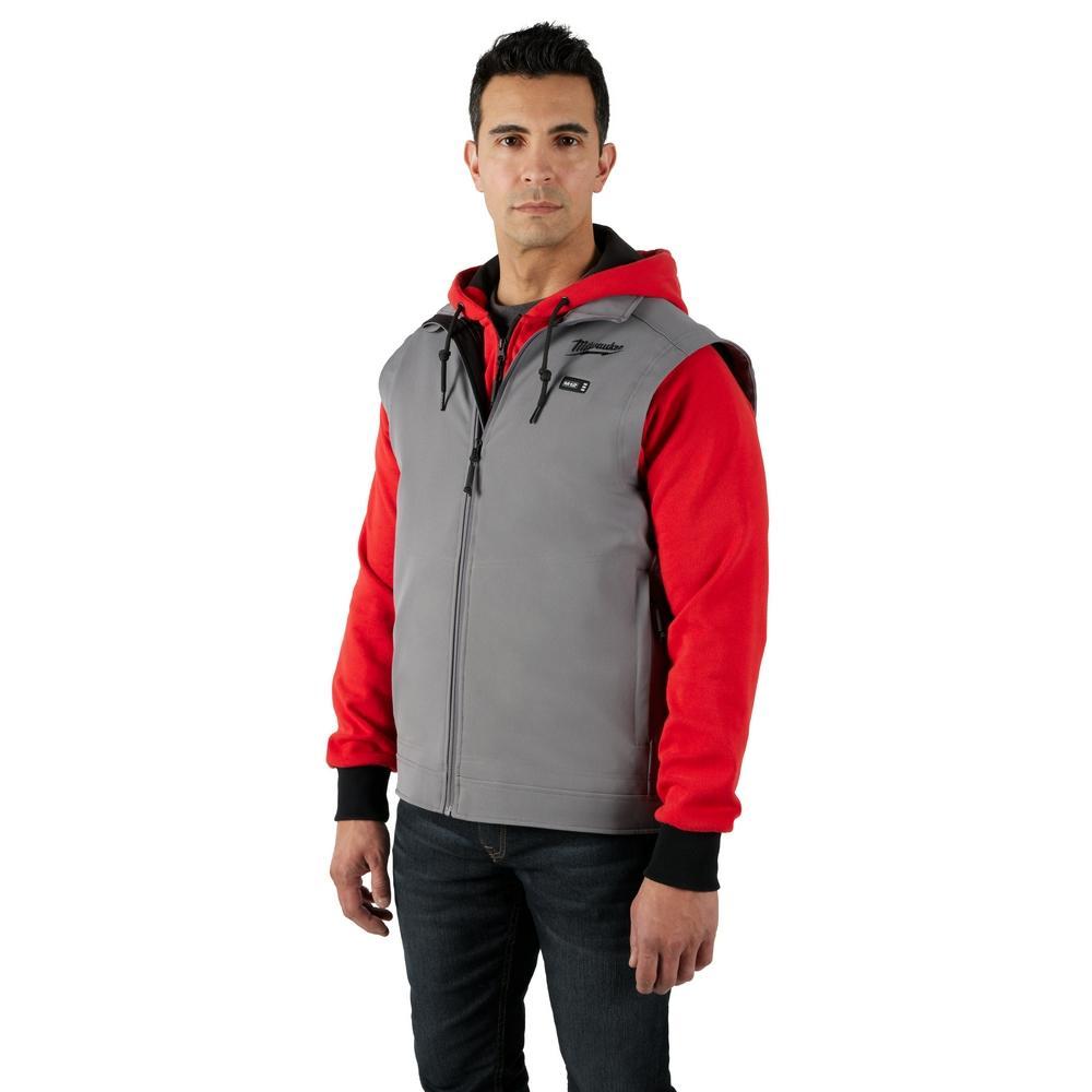 Milwaukee® 304G-20L Heated Vest, L, Gray, Polyester/Spandex, Single Pull Zipper Closure