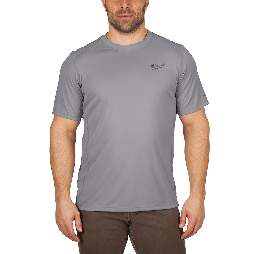 Milwaukee® WorkSkin™ 414G-3X Lightweight Round Neck Short Sleeve Performance T-Shirt, Men's, 3XL, Gray, Polyester