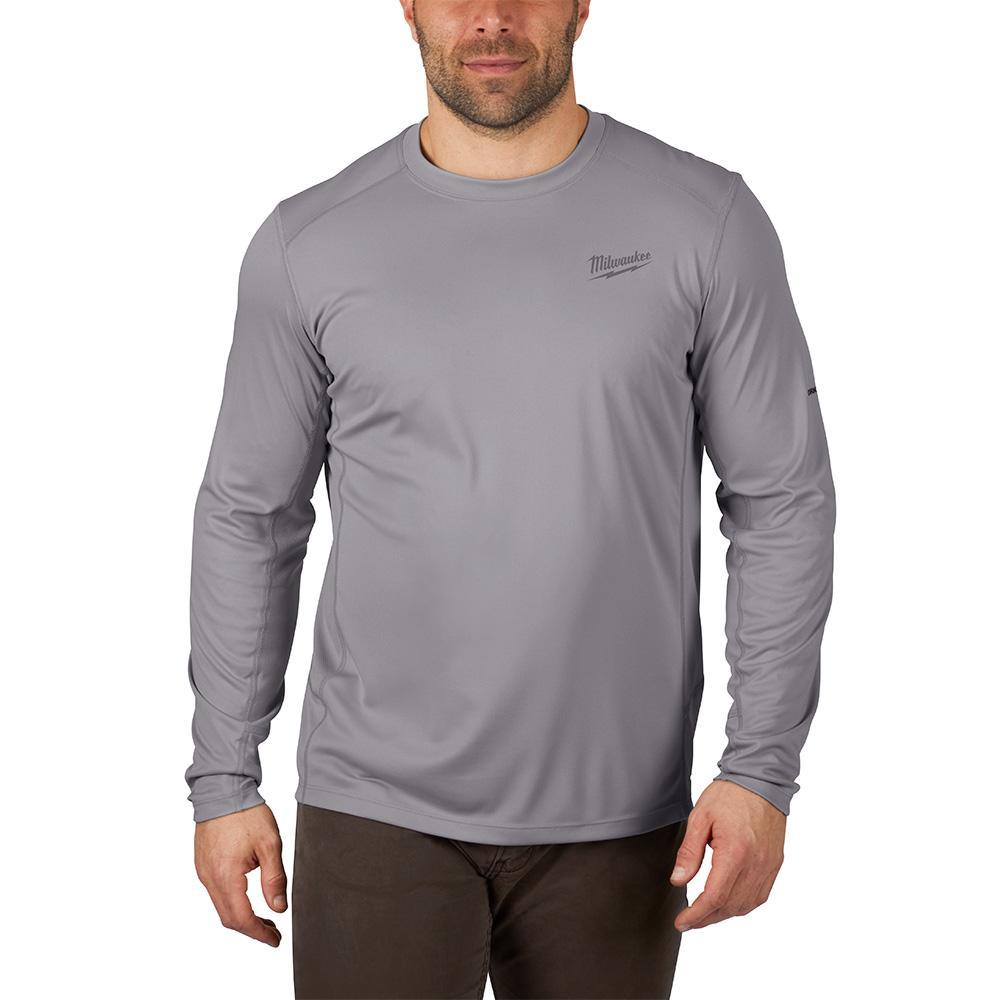 Milwaukee® WorkSkin™ 415G-3X Lightweight Long Sleeve Round Neck Performance T-Shirt, Men's, 3XL, Gray, Polyester