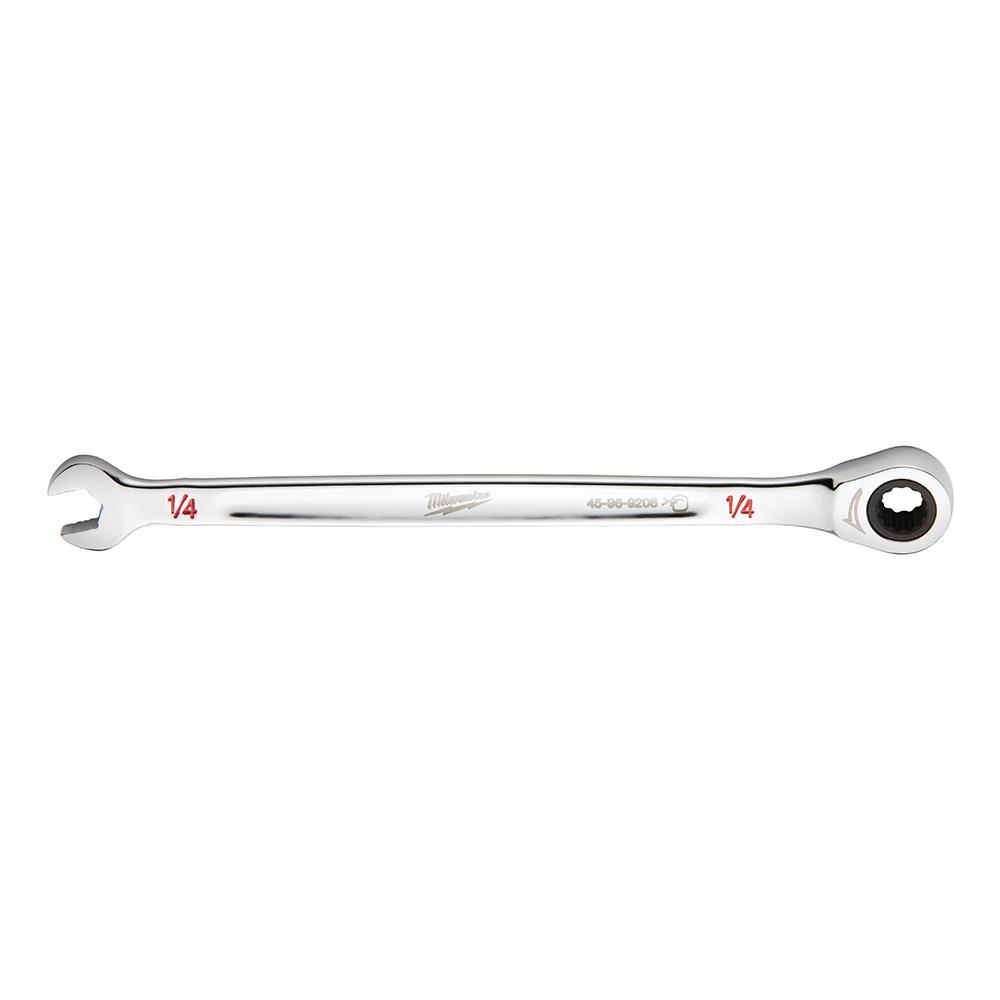 Milwaukee® 45-96-9208 Ratcheting Standard Length Combination Wrench, 1/4 in Wrench, 12 Points, 5.28 in OAL, Steel