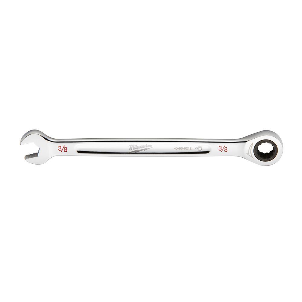Milwaukee® 45-96-9212 Ratcheting Standard Length Combination Wrench, 3/8 in Wrench, 12 Points, 6-1/2 in OAL, Steel