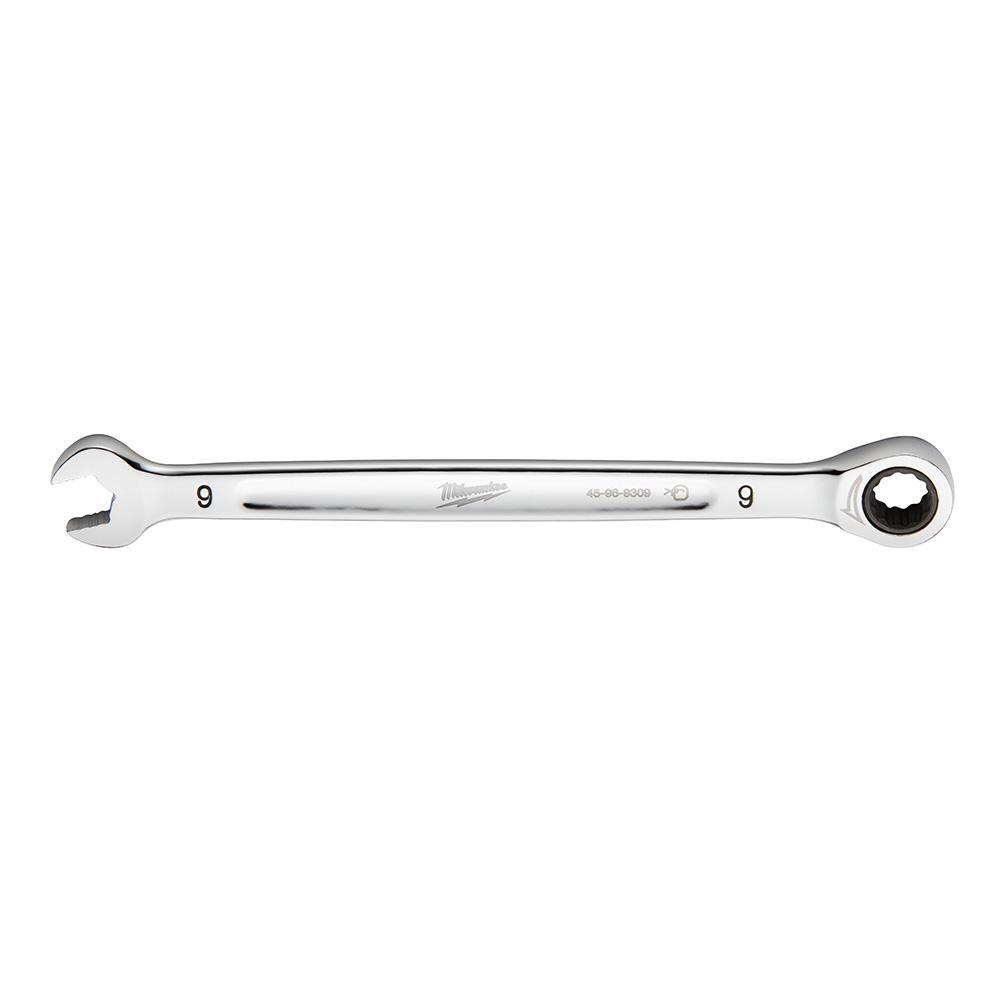 Milwaukee® 45-96-9309 Ratcheting Standard Length Combination Wrench, 9 mm Wrench, 12 Points, 155.956 mm OAL, Steel