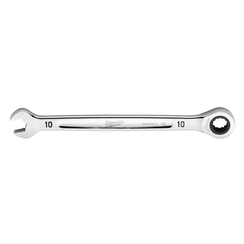 Milwaukee® 45-96-9310 Ratcheting Standard Length Combination Wrench, 10 mm Wrench, 12 Points, 165.1 mm OAL, Steel