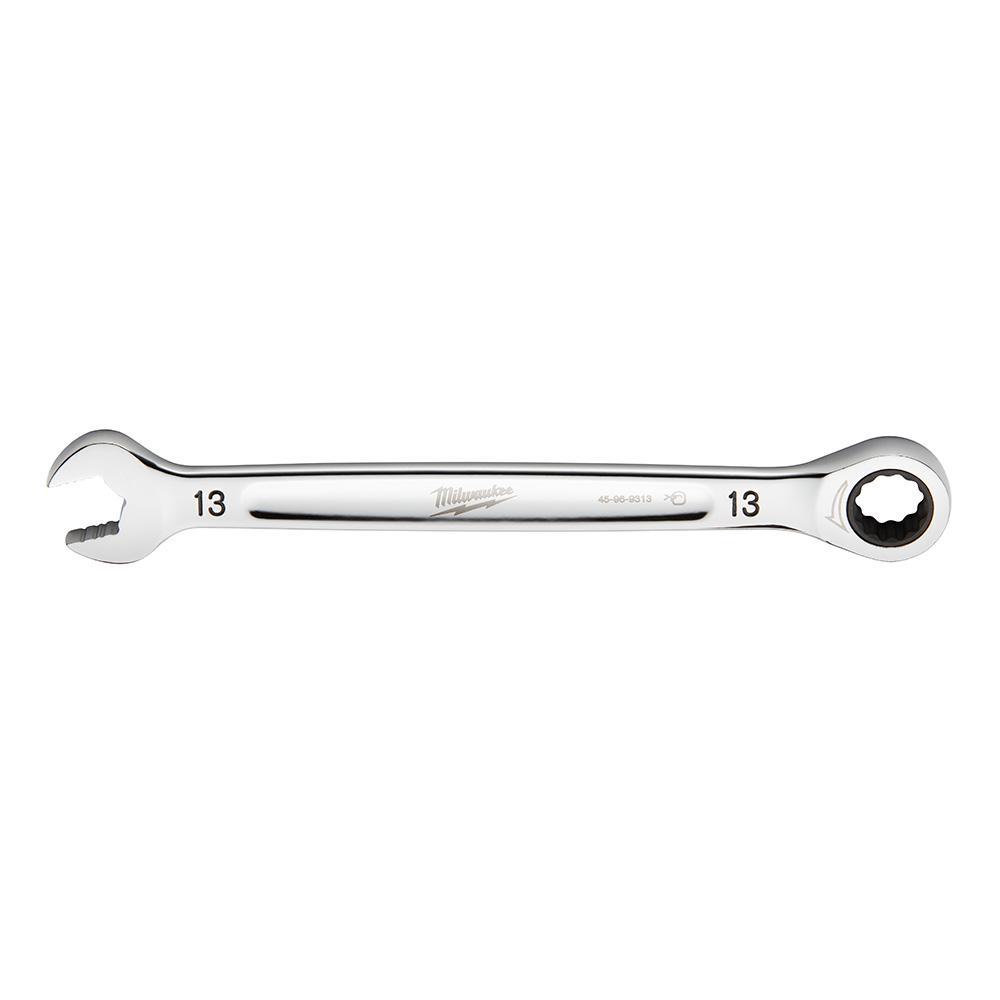 Milwaukee® 45-96-9313 Ratcheting Standard Length Combination Wrench, 13 mm Wrench, 12 Points, 186.436 mm OAL, Steel