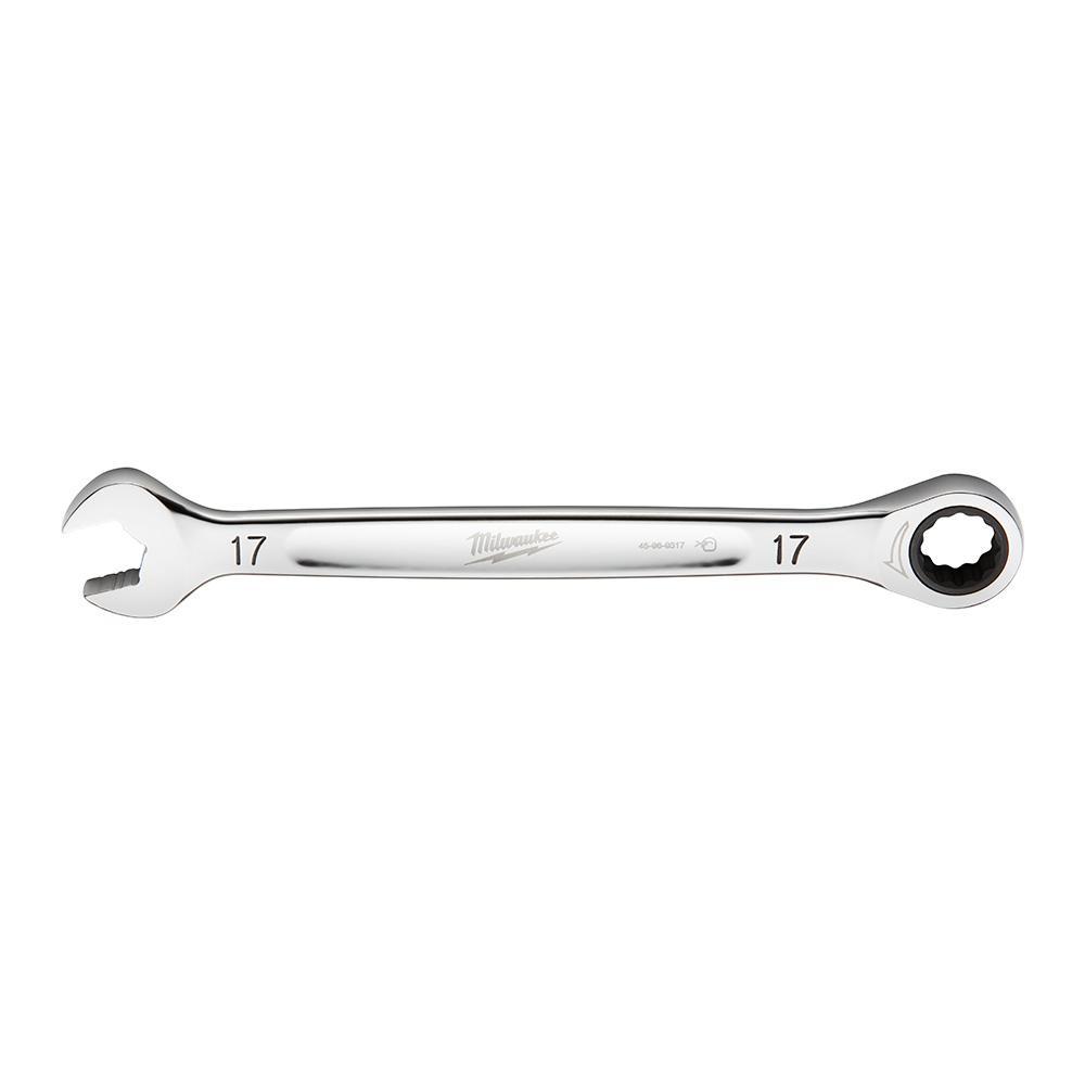 Milwaukee® 45-96-9317 Ratcheting Standard Length Combination Wrench, 17 mm Wrench, 12 Points, 233.426 mm OAL, Steel