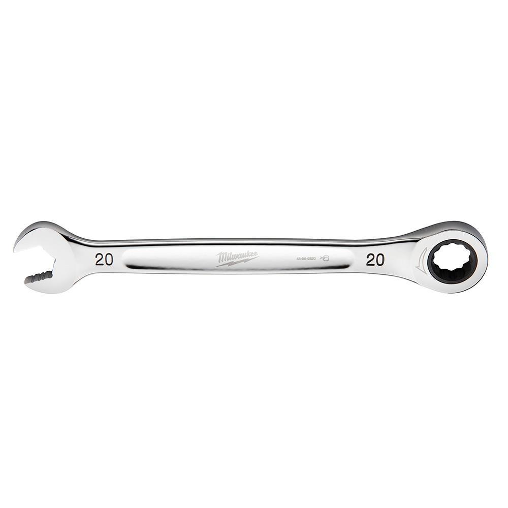 Milwaukee® 45-96-9320 Ratcheting Standard Length Combination Wrench, 20 mm Wrench, 12 Points, 272.034 mm OAL, Steel