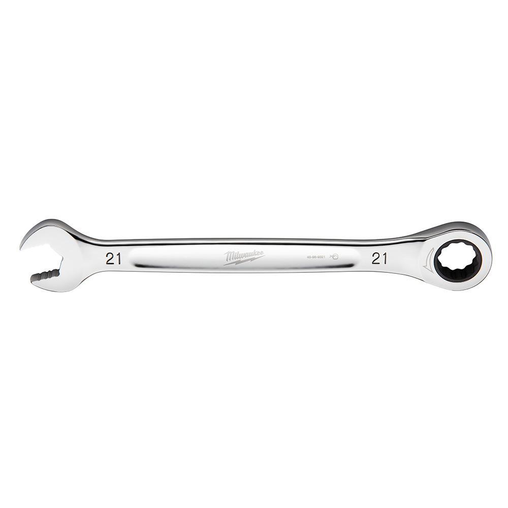 Milwaukee® 45-96-9321 Ratcheting Standard Length Combination Wrench, 21 mm Wrench, 12 Points, 281.94 mm OAL, Steel