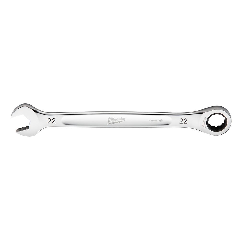 Milwaukee® 45-96-9322 Ratcheting Standard Length Combination Wrench, 22 mm Wrench, 12 Points, 303.022 mm OAL, Steel