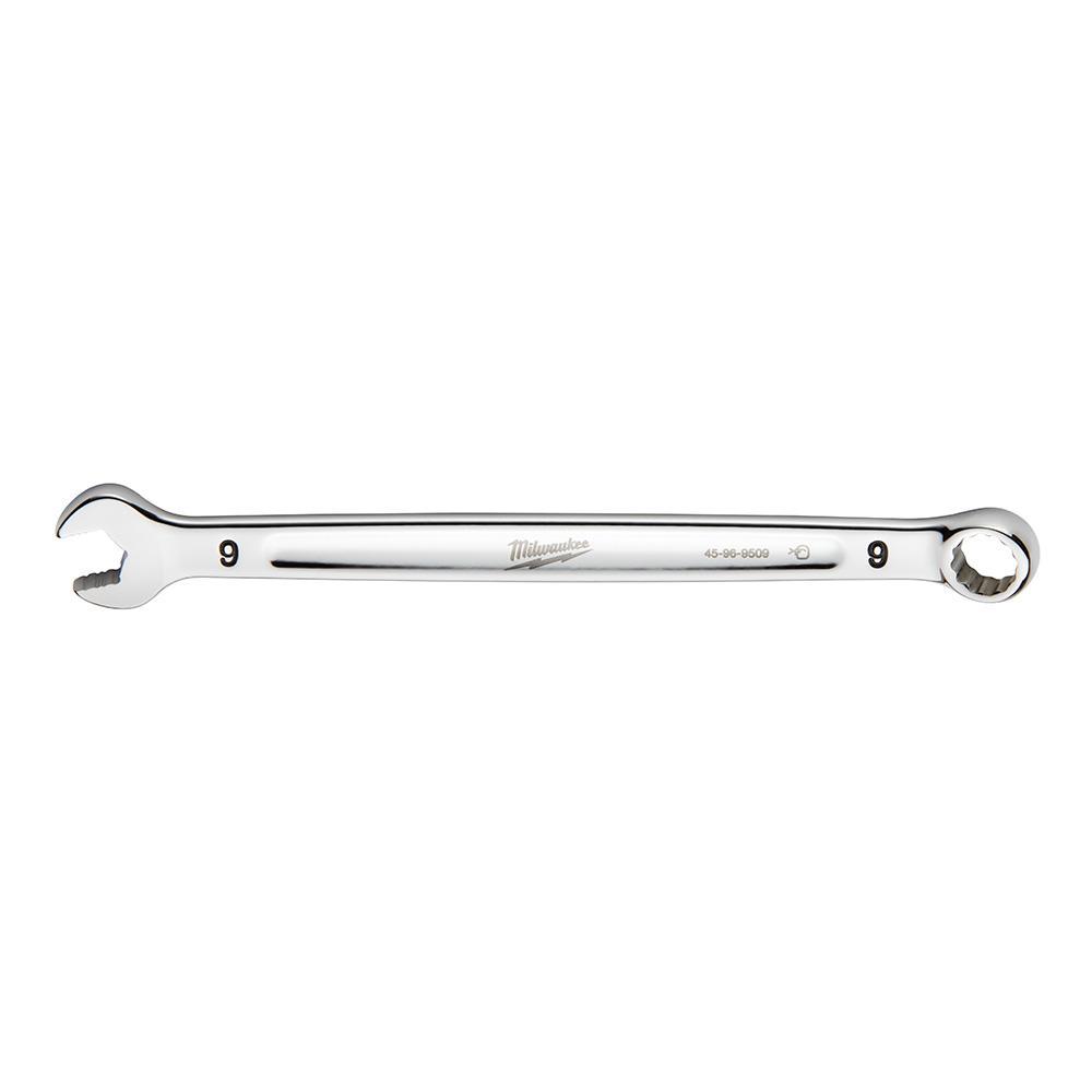 Milwaukee® 45-96-9509 Standard Length Combination Wrench, 9 mm Wrench, 12 Points, 15 deg Offset, 150.114 mm OAL, Steel