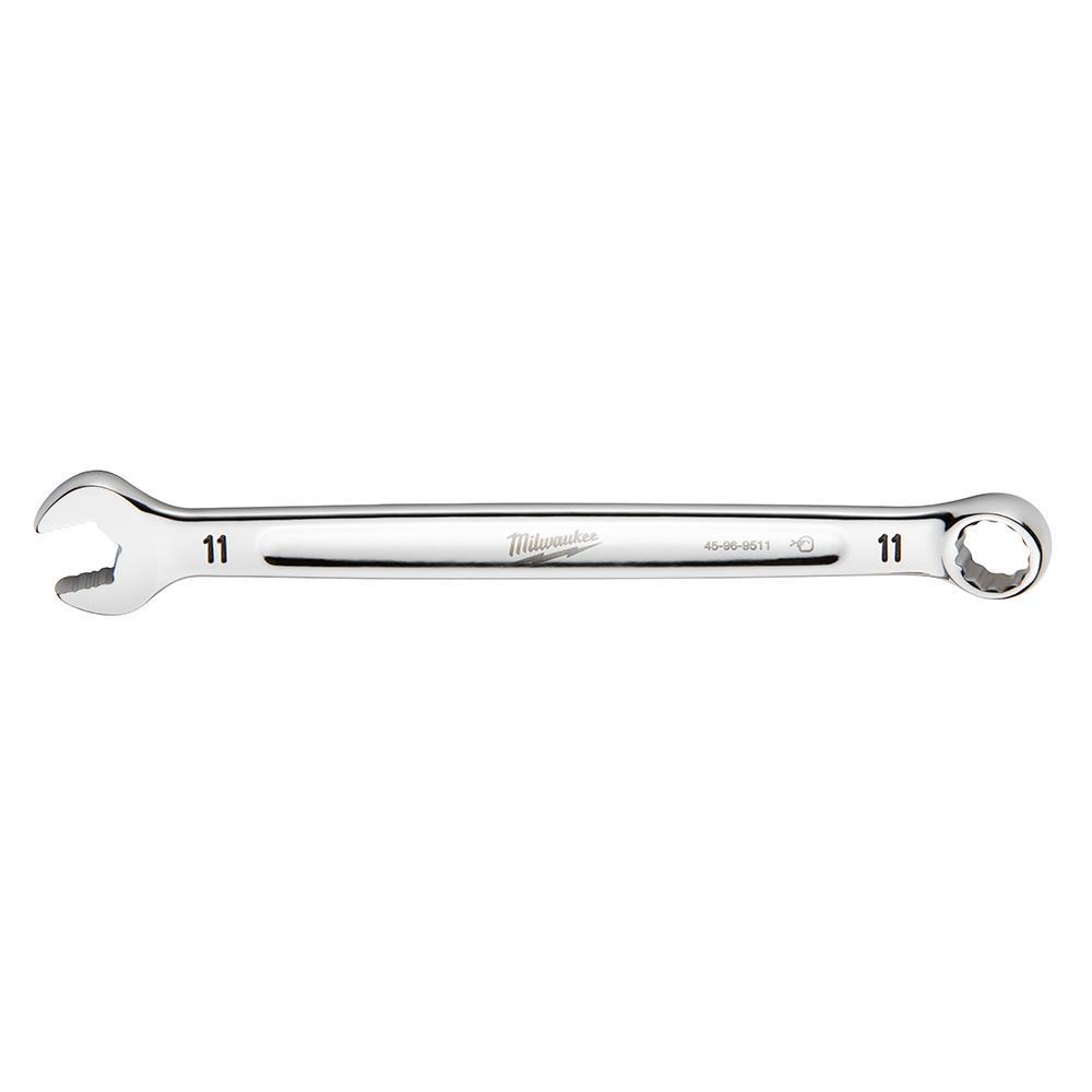 Milwaukee® 45-96-9511 Standard Length Combination Wrench, 11 mm Wrench, 12 Points, 15 deg Offset, 165.1 mm OAL, Steel