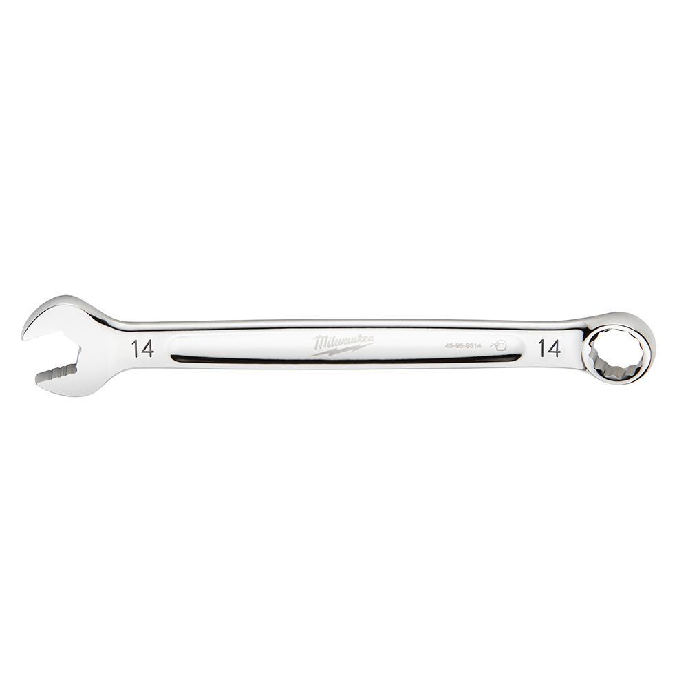 Milwaukee® 45-96-9514 Standard Length Combination Wrench, 14 mm Wrench, 12 Points, 15 deg Offset, 189.992 mm OAL, Steel