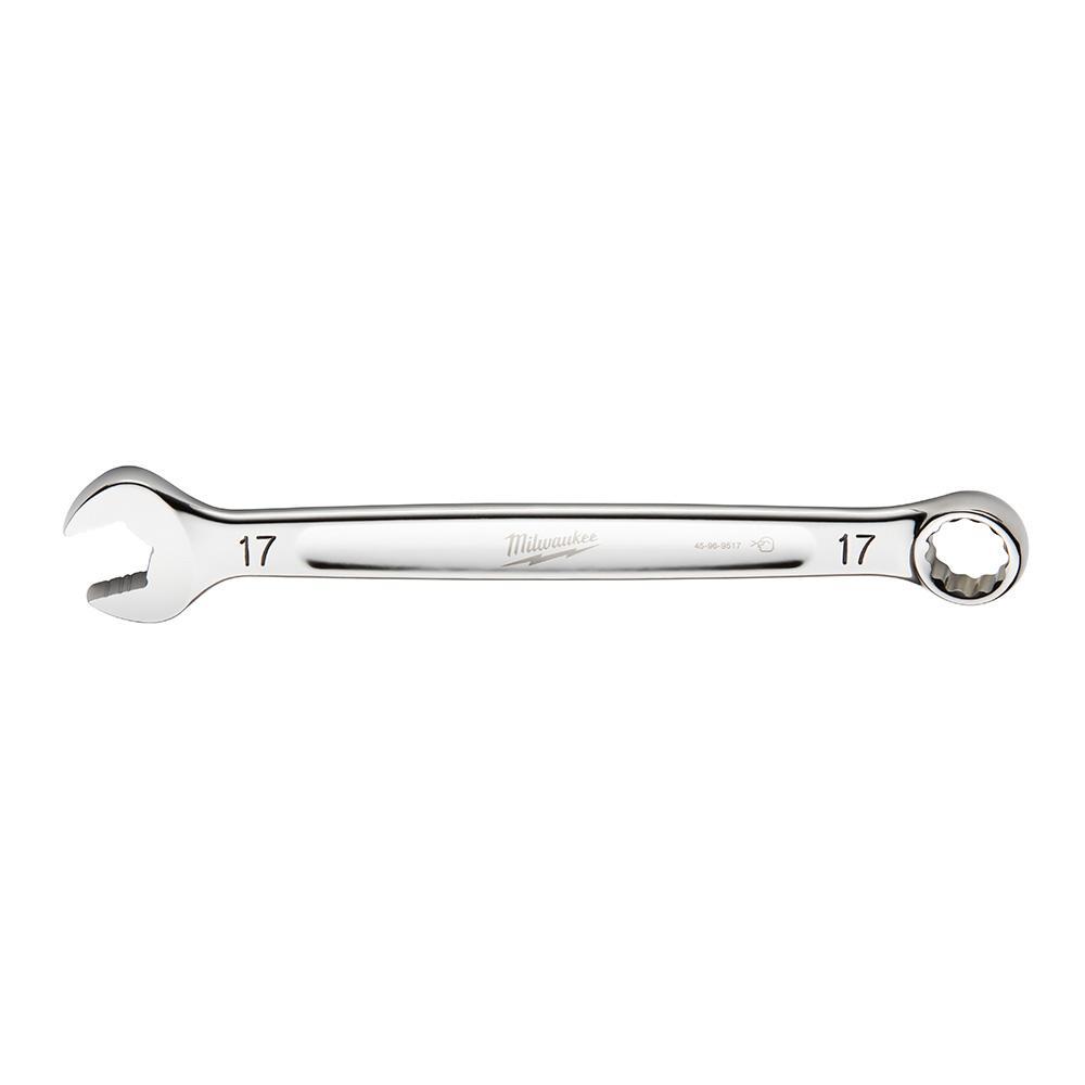 Milwaukee® 45-96-9517 Standard Length Combination Wrench, 17 mm Wrench, 12 Points, 15 deg Offset, 225.044 mm OAL, Steel