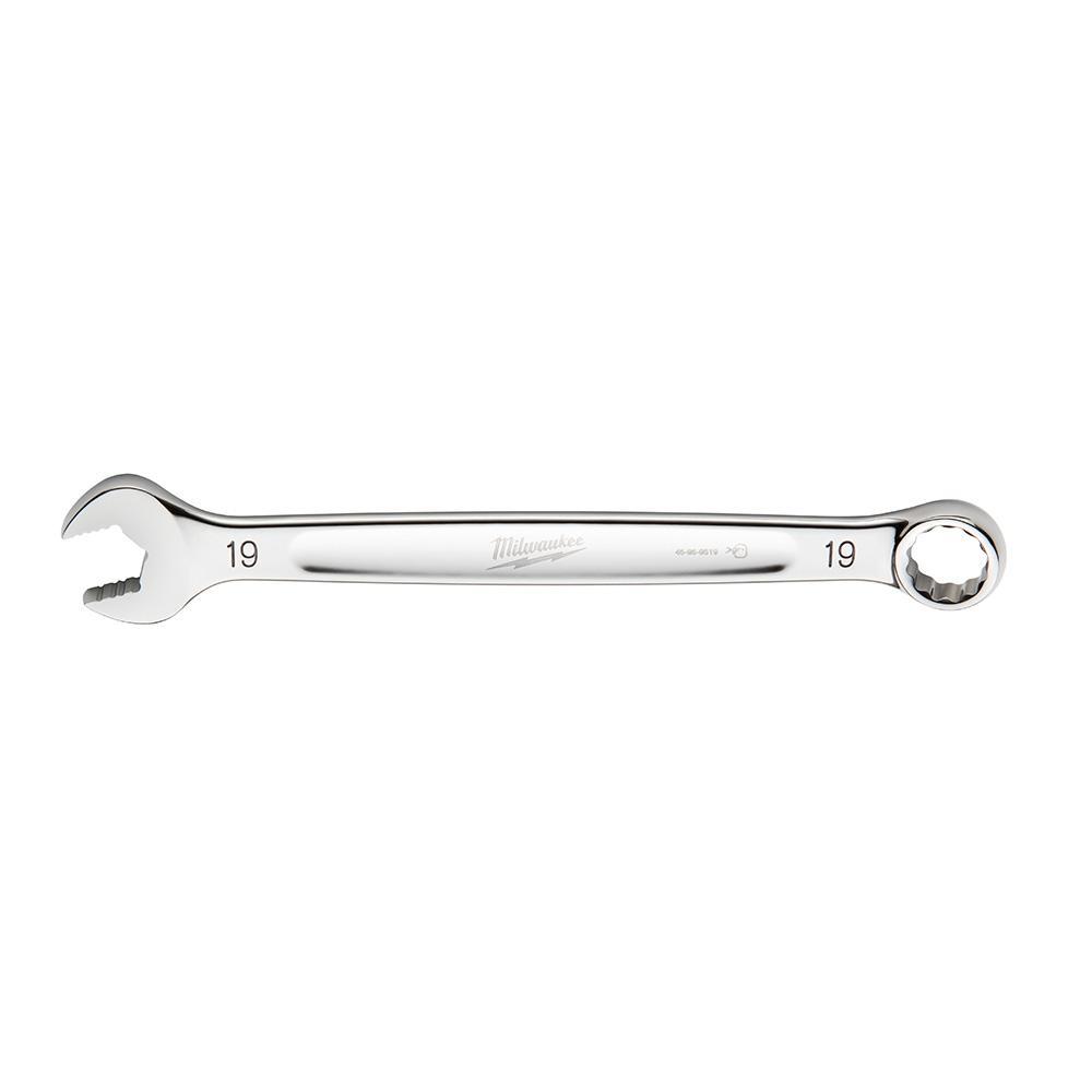 Milwaukee® 45-96-9519 Standard Length Combination Wrench, 19 mm Wrench, 12 Points, 15 deg Offset, 249.936 mm OAL, Steel