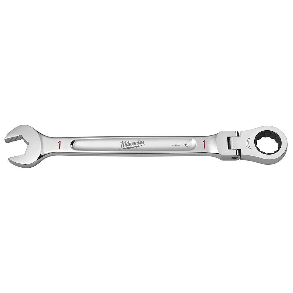 Milwaukee® 45-96-9822 Flex Head Ratcheting Non-Lockable Combination Wrench, 1 in Wrench, 12 Points, 0 deg Offset, 13.43 in OAL, Chrome Vanadium Steel