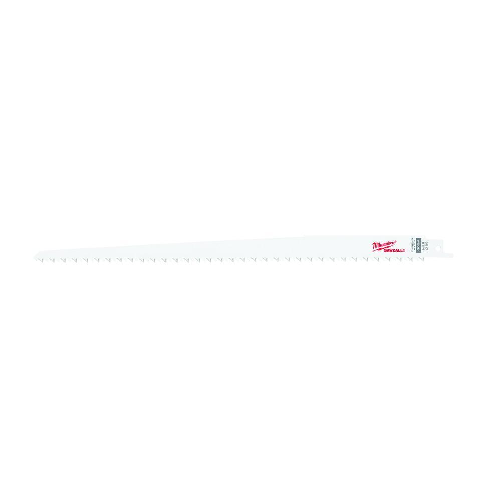 Milwaukee® SAWZALL® 48-00-5017 Fleam Ground Tapered Back Reciprocating Saw Blade, 12 in L x 3/4 in W, 6 TPI, Bi-Metal Body, Universal/Toothed Edge Tang